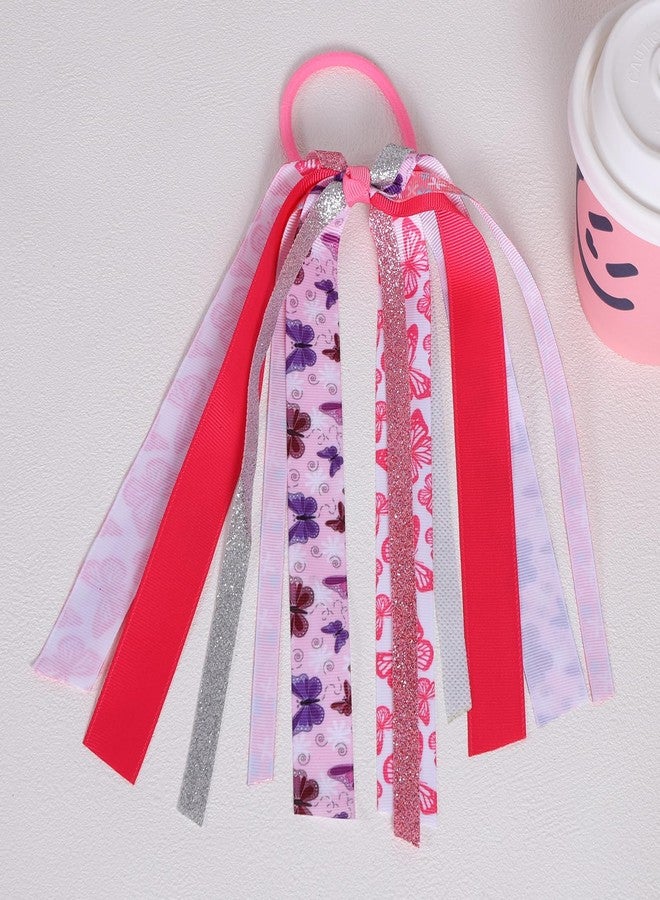 KCHIES 8.7" Butterfly Ponytail Streamer Hair Tie Pink Pony Holder Elastic Hair Bands Fall Spring Holiday Hair Decoration Accessories for Women Girls Mom Mother’s Day Gift - Image 2